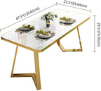 Dining Table Set Marble Stone Tabletop Nordic Style Dining Table Rectangle for Dining Room Kitchen Leisure 5 Piece (Contains 4 Chairs 1 Table) -Yellow