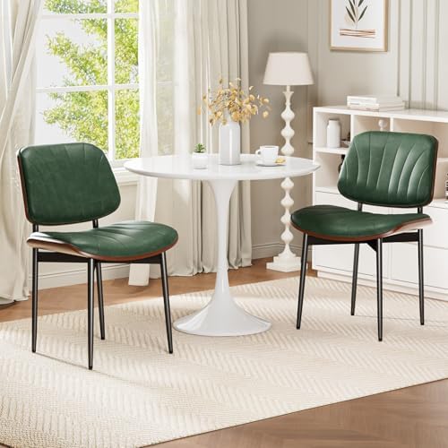 REONEY Dining Chairs Set of 4, Mid-Century Modern Kitchen Chairs, Green