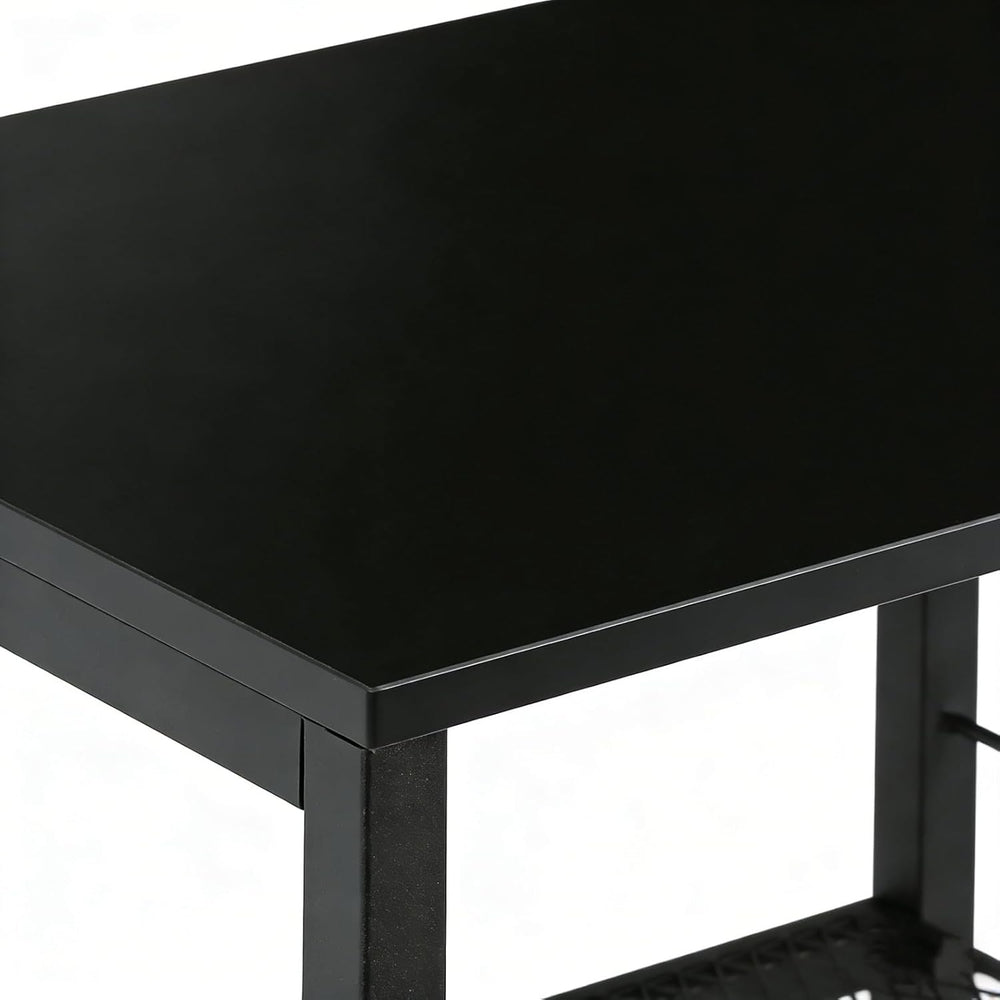 MOOACE 3 Tier End Table with Wheel, Rolling Storage Shelf Side Table Nightsta...