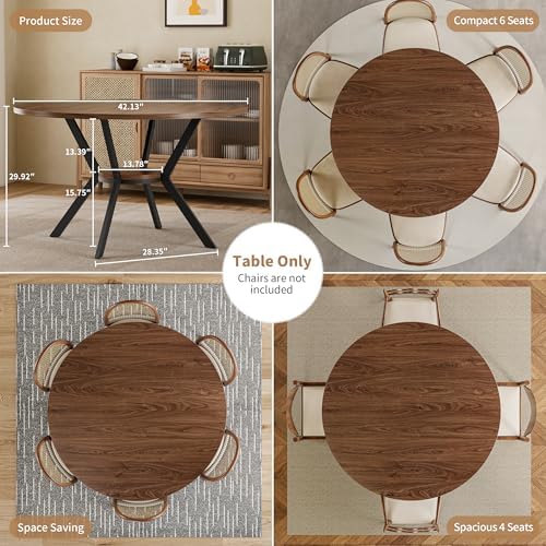 42" Round Dining Table for 4, Farmhouse Kitchen Table with Storage, Spac...