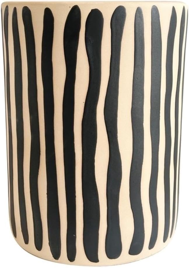 Pemberly Row Contemporary Ceramic Accent Table, Black Stripes, 13 in x 13 in ...