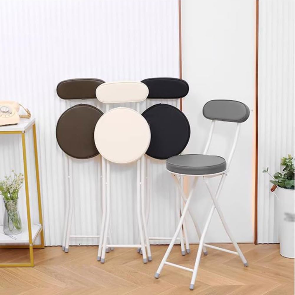 24inch/60cm Folding Bar Stool, Counter Height Foldable Chair with Padded Seats, Kitchen Breakfast Tall Stool with Backrest, Fold Up Sitting Stool Chair for Adults, 260lb Capacity (Color : Brown, Siz