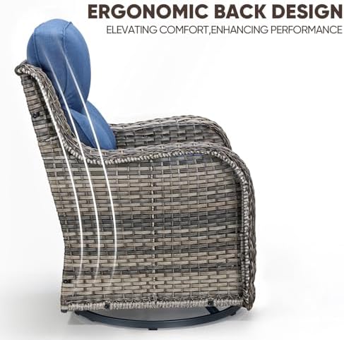 Swivel Patio Chairs sofa Set of 4 with 6" Thick Cushion - Wicker Outdoor...