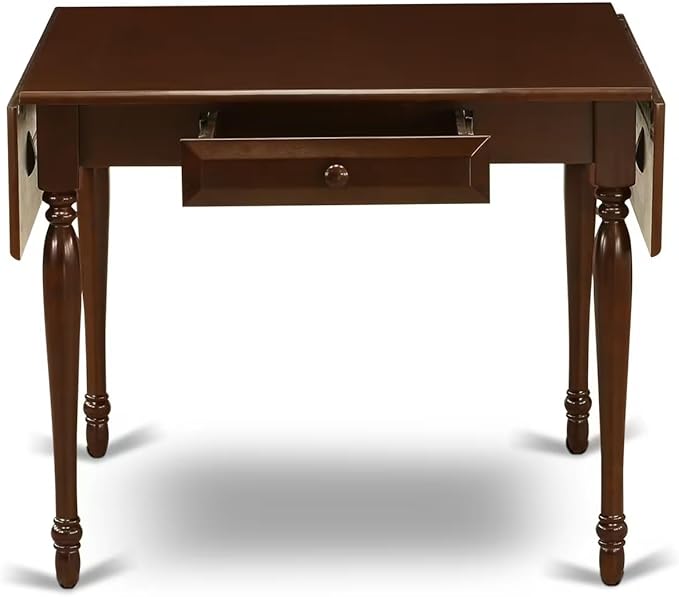 East West Furniture MZCL5-MAH-W 5 Piece Dining Room Table Set Includes a Rectangle Dining Table with Dropleaf and 4 Wood Seat Chairs, 36x54 Inch, Mahogany