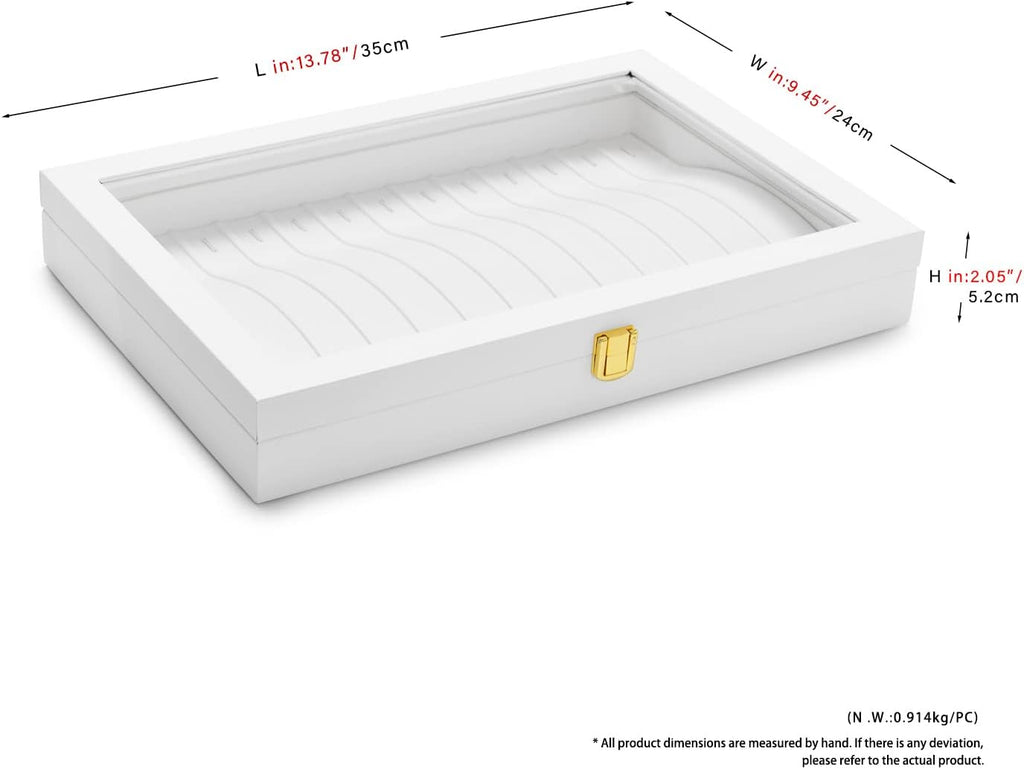 Oirlv White Leather Acrylic Lid Jewelry Necklace Organizer Box Necklace Bracelet Display Holder Case Drawer Insert Women Gift