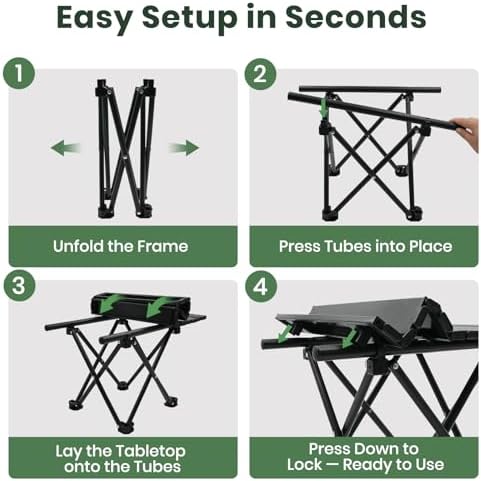 2 Pack Camping Table Foldable, Portable Folding Beach Table, Black-S | Ultral...