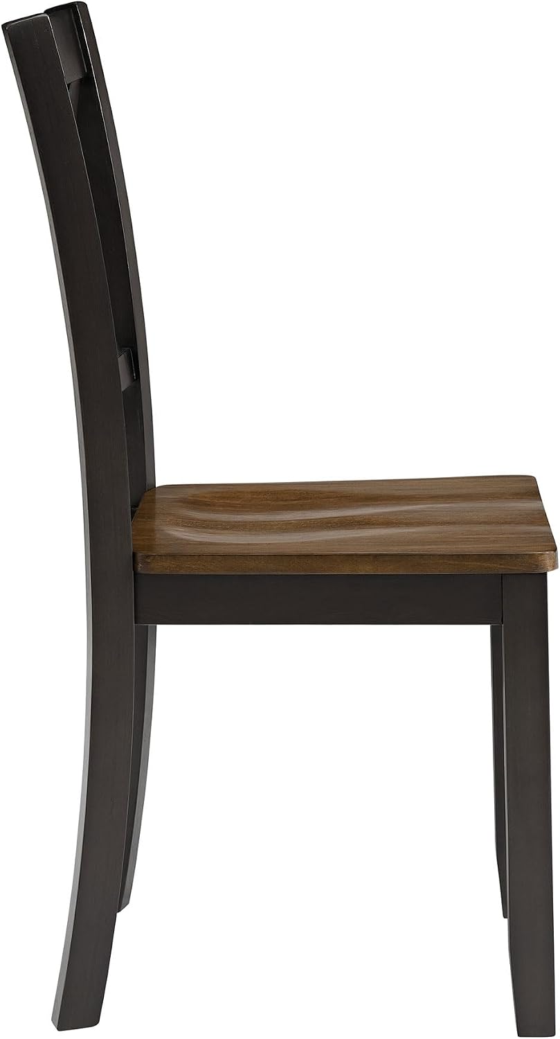 ROME + OAK X-Back Farmhouse Wooden Armless Dining Chairs in Black/Dark Brown,...