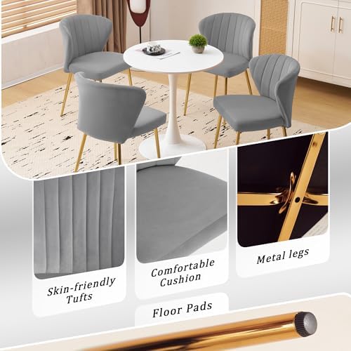 Velvet Dining Chairs Set of 2, Modern Upholstered Vanity Chairs with Golden M...