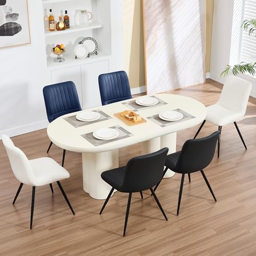 Dining Chairs Set of 8, Modern Dining Chairs with Thick Cushions, PU Leather ...