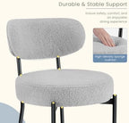 DUMOS Dining Chairs Set of 4, Mid Century Modern Chair Round Upholstered Curved Backrest, Kitchen Vanity Living Room Chairs with Black Metal Legs，Classic Grey