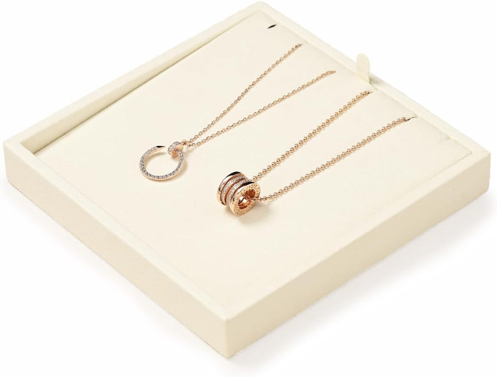 Oirlv Microfiber Jewelry Pendant Display Tray Jewelry Necklace Organizer Display Tray(Beige)