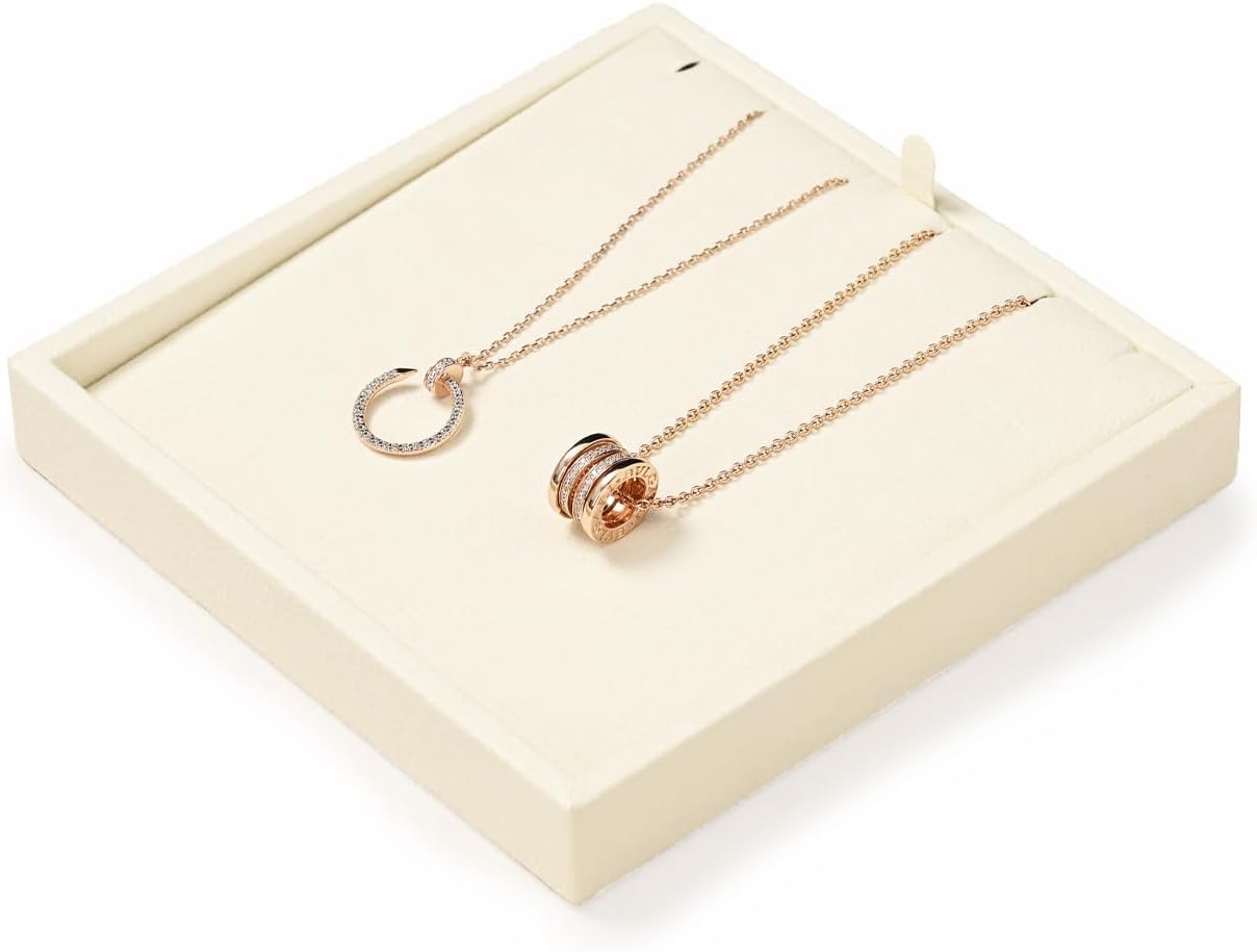 Oirlv Microfiber Jewelry Pendant Display Tray Jewelry Necklace Organizer Display Tray(Beige)