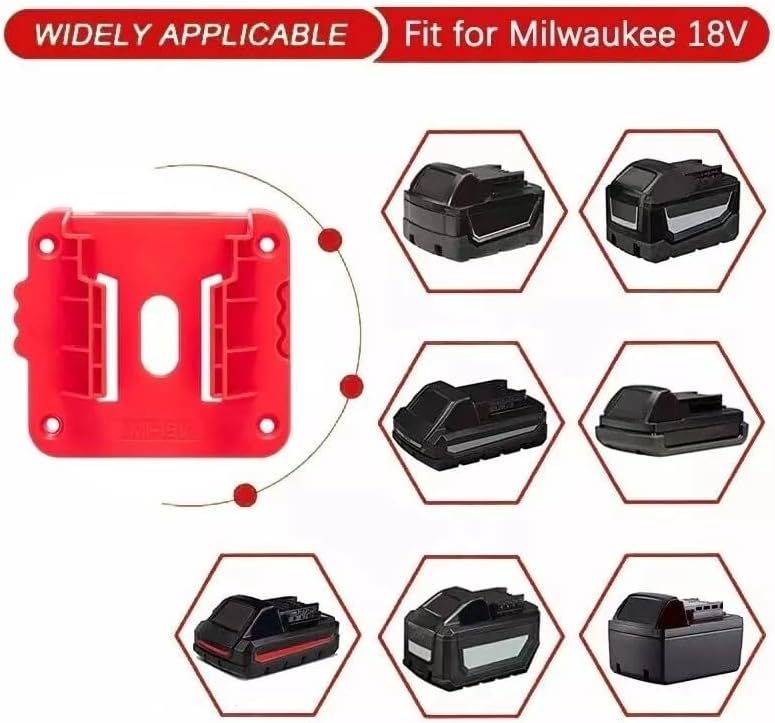 5/5 Combo m18 Battery Holder&Tool Holder for Milwaukee Power 18v Drill Rack Wall Mount Cordless Tool Hanger Organizer Storage Shelf with Screws
