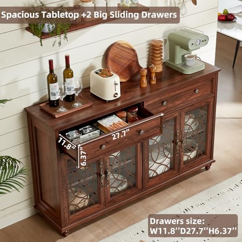 Joaxswe Farmhouse Sideboard Buffet Cabinet with Storage,59" Large Creden...