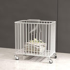 Easyars Laundry Basket with Wheels,Large-size Metal Rolling Laundry Organizer Basket Cart,Clothes or Linen Storage Organizer Bin for Living Room,Bathroom,Closet or Children Bedroom,White