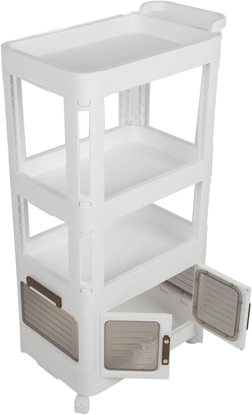 Rolling Storage Cart with Wheels, 4 Tier Organizer Mobile Shelving Unit Utility Cart Tower Rack for Kitchen Bathroom Laundry Narrow Places, Kitchen, Storage Container (823)