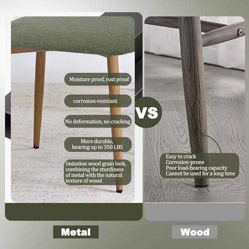 FREKEN Modern Upholstered Dining Chairs Set of 4, Mid-Century Metal Frame wit...