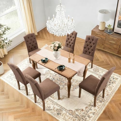 Tufted Dining Chair Fabric Button Upholstered Modern Kitchen Diner Set of 2 |...