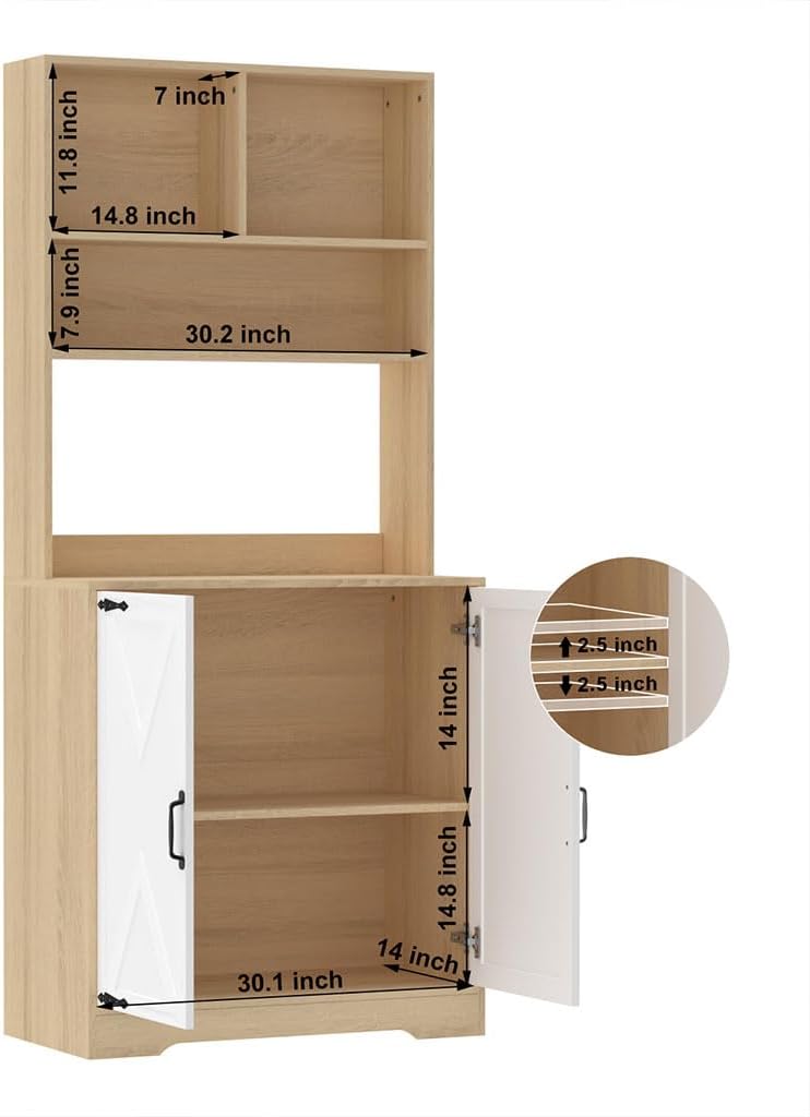 71" Kitchen Pantry Cabinet, Modern Freestanding Tall Cupboard Storage Ca...
