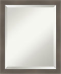 Amanti Art Grey Wall Mirror 23x19 Edwin Clay Grey Rectangle Bathroom Mirror for Wall Decor Living Room, Small Casual Wood Frame, Hangs Horizonally and Vertically, Bathroom Decor, Beveled Edge from WI