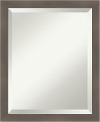 Amanti Art Grey Wall Mirror 23x19 Edwin Clay Grey Rectangle Bathroom Mirror for Wall Decor Living Room, Small Casual Wood Frame, Hangs Horizonally and Vertically, Bathroom Decor, Beveled Edge from WI
