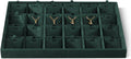 Velvet Necklace Display Tray, Stackable 24 Grid Insert Pendant Necklaces Storage Holder Plate, Jewelry Retail Countertop Organizer (Green)