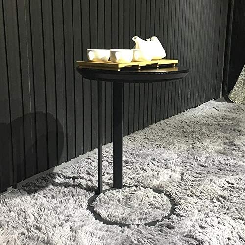 Telephone Table, Black Solid Wood Side Table,Living Room Sofa Side Table,Roun...