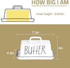 Sweejar Ceramic Butter Dish with Handle Lid, 7.3 Inch Porcelain Large Butter Keeper with Cover, Perfect for East/West Butter (Orange)
