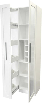 Kitchen Pantry Cabinet with Glass Door & Pull Out Shelves, 70.87" Tall Storage Cabinet with Wine Rack, Modern Farmhouse Pantry for Kitchen, Dining Room, Bar, Space-Saving Cabinet, White