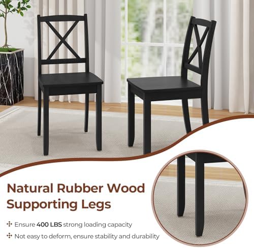 GIANTEX Wood Dining Chairs Set of 4, Armless Kitchen Chairs w/Rubber Wood Leg...