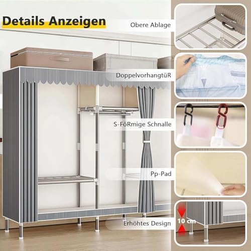 Canvas Wardrobe Multifunctional Wardrobes for Bedroom Portable Wardrobe Shelv...