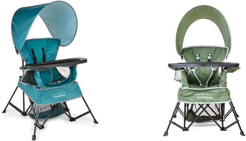 Baby Delight Go with Me Venture Portable Chair Bundle with Sun Canopy | for Indoor & Outdoor Use | 3 Growth Stages | Teal & Moss Bud Green