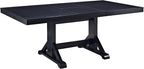 Walker Edison 6 to 8 Person Wood Modern Farmhouse Expandable Dining Room Table with Leaf Kitchen Dining Chairs, 60 Inch, Antique Black
