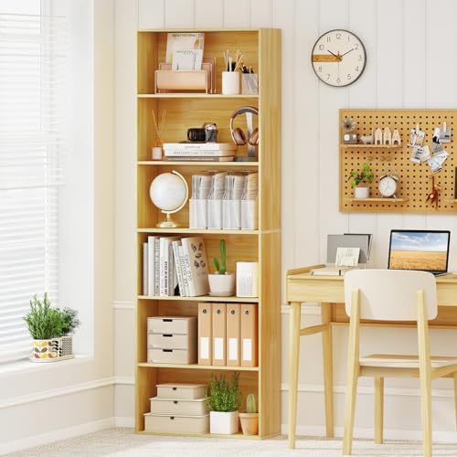 GIANTEX 6-Tier Bookcase, 70" Tall Wooden Bookshelf, Freestanding Storage...