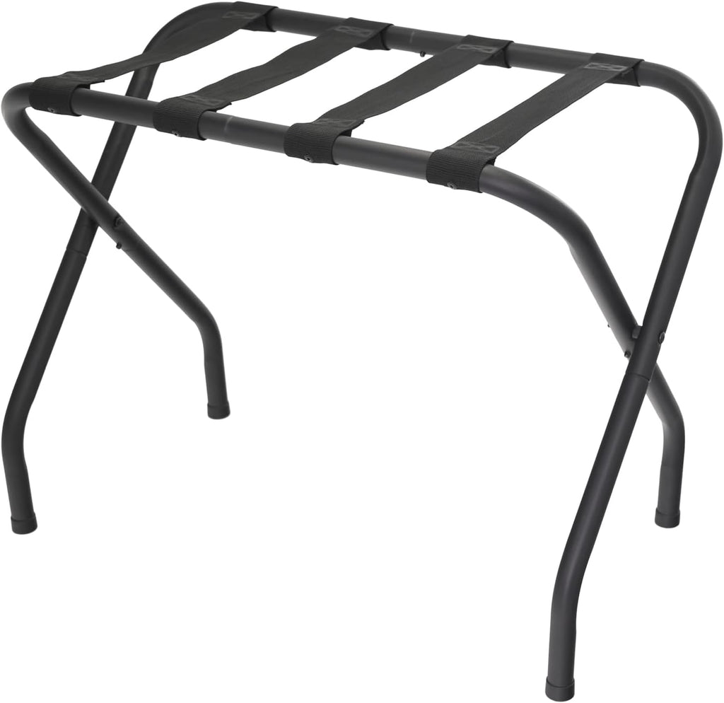 Folding Luggage Rack, Heavy Duty Metal Suitcase Stand with Nylon Straps, Collapsible Luggage Rack for Guest Room Space-Saving Luggage Organizer for Bedroom & Hotel
