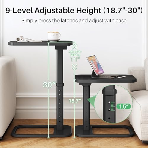 Kitstorack TV Tray Table, Adjustable Height & Rounded Metal Corners, Snac...