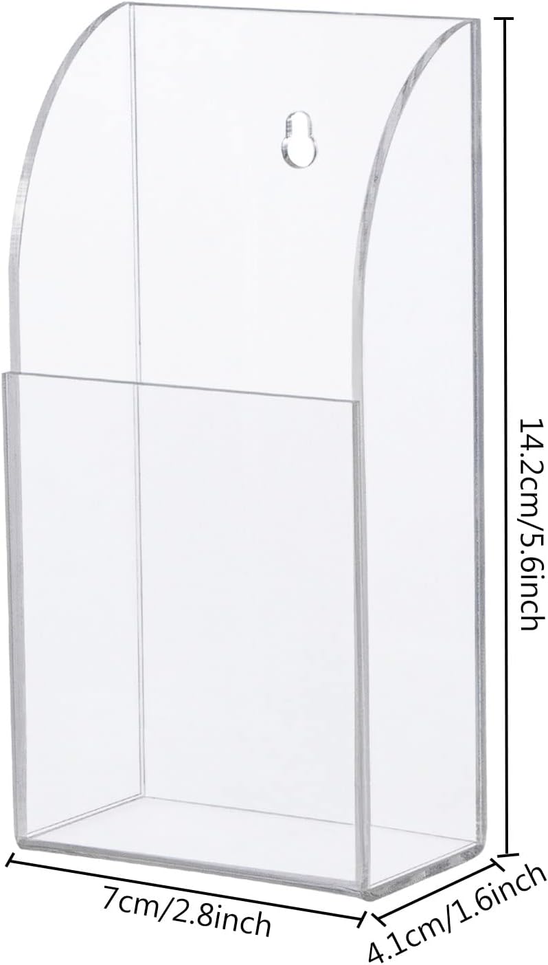 Yeeco Acrylic Remote Holder Wall Mount - 1 Compartment, Clear Remote Control Holder, 2.8''1.6''5.6'' Wall Pen Holder, Single Pen Holder for Wall, Makeup, Key