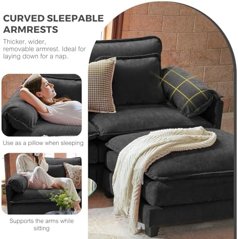 ELUCHANG 153" Oversized Modular Sectional Sofa, Comfy Chenille Cloud Cou...