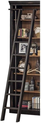Starlight Toulouse Metal Rolling Ladder, 90" H, 8-Foot Tall Bookcase Companion, Finished on All Sides, Durable Construction, Black