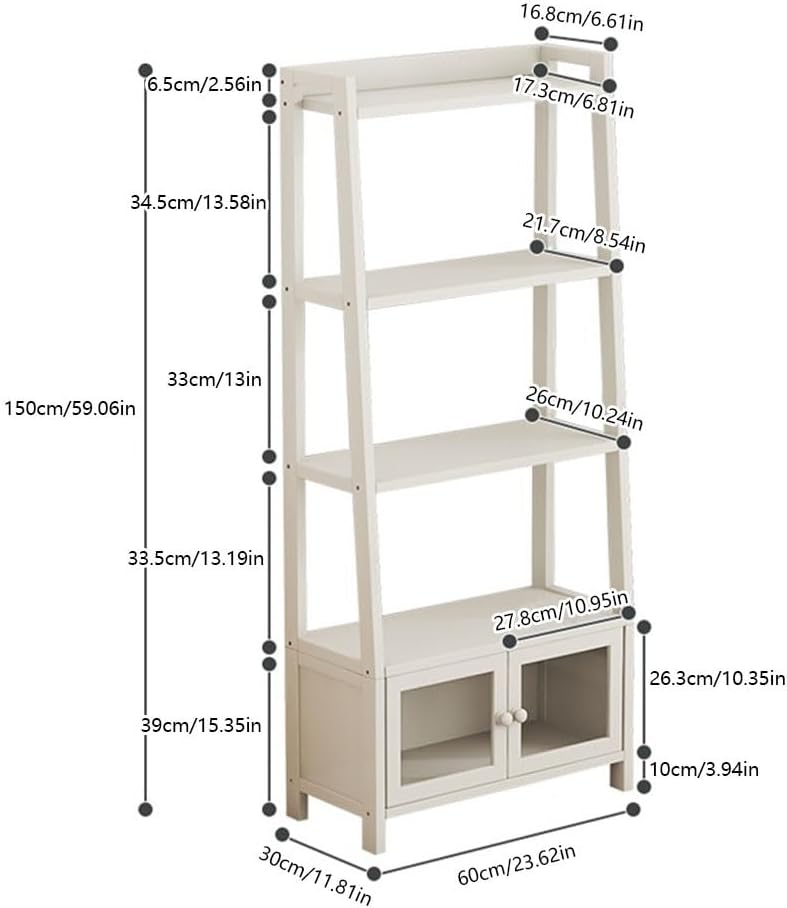 4-Tier Bamboo Ladder Shelf with Cabinet - Stylish Bookcase Organizer for Living Room, Bedroom, Kitchen, Bathroom & Office - Space-Saving Storage Solutions