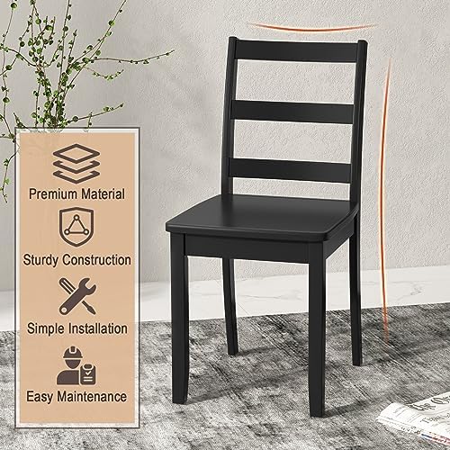 GIANTEX Wood Dining Chairs Set of 4 Black- Wooden Armless Kitchen Chairs with...