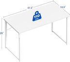 ODK 48 Inches Computer Desk for Small Spaces, Study Table for Home Office, Writing Desk with Headphone Hooks, White