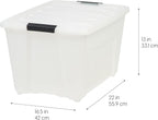 IRIS USA 54 QT Plastic Storage Box with Lid and Latches - 4 Pack - BPA-Free, Discreet Organizing Solution, Durable Nestable Stackable Containers, Secure Pull Handle - Pearl