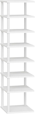 HOOBRO Vertical Shoe Rack, 8-Tier Narrow Shoe Shelf, Shoe Storage Organizer for Small Space, 11" L x 11" W x 53" H, Closet, Entryway, Hallway, Bedroom, White WW22XJ01