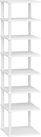 HOOBRO Vertical Shoe Rack, 8-Tier Narrow Shoe Shelf, Shoe Storage Organizer for Small Space, 11" L x 11" W x 53" H, Closet, Entryway, Hallway, Bedroom, White WW22XJ01
