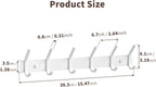 Coat Rack Wall Mount Hooks - 15 Inch Matte White Metal 6-Hook Organizer Wall Mounted, Modern Kids Room, Entryway & Bathroom Hanger for Beach Towels, Coats, Purses, Bags (1 Pack)