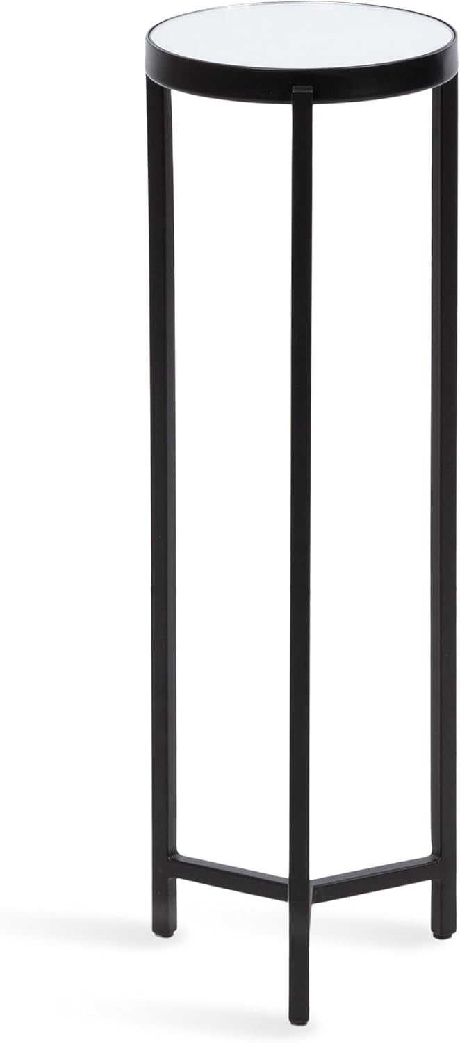 Kate and Laurel Aguilar Modern Mirrored Round Drink Table, 9 x 9 x 23, Black,...