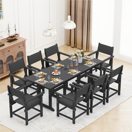 9-Piece HDPE Outdoor Patio Dining Set,Outdoor Table and Chairs,Modern Plastic...