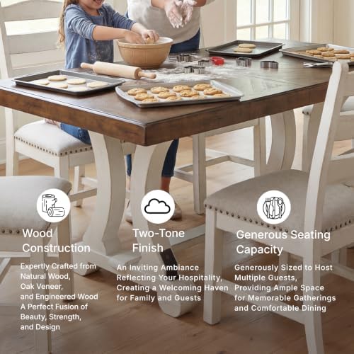 Signature Design by Ashley Valebeck 1-Piece Dining Table, Farmhouse Trestle
