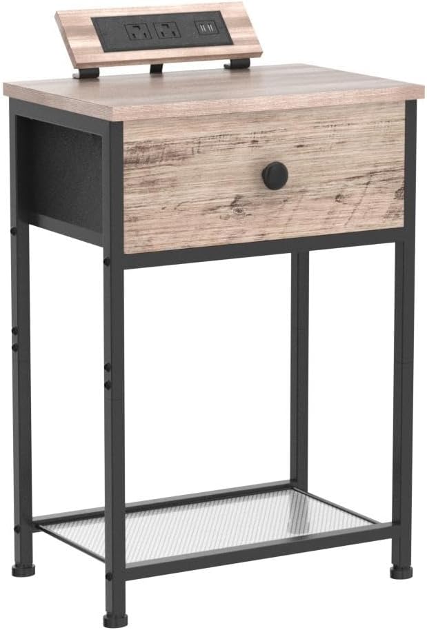 AMHANCIBLE Night Stand, End Tables Living Room Set of 2, Small Nightstand wit...